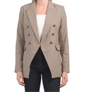Rachel Zoe Blazer Double Breasted Houndstooth Brown Small